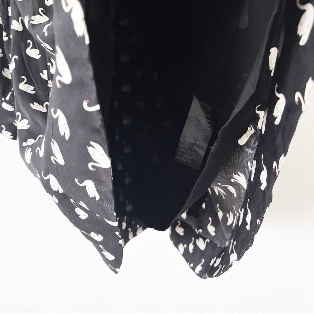Anthropologie Maeve The Caroline Tie-Neck Mini Dress Black Swan Print - Picture 5 of 9